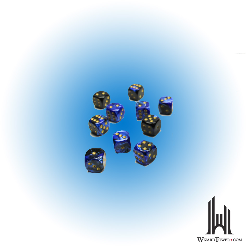 Gemini - 12mm d6 Dice Block - Black-Blue / Gold